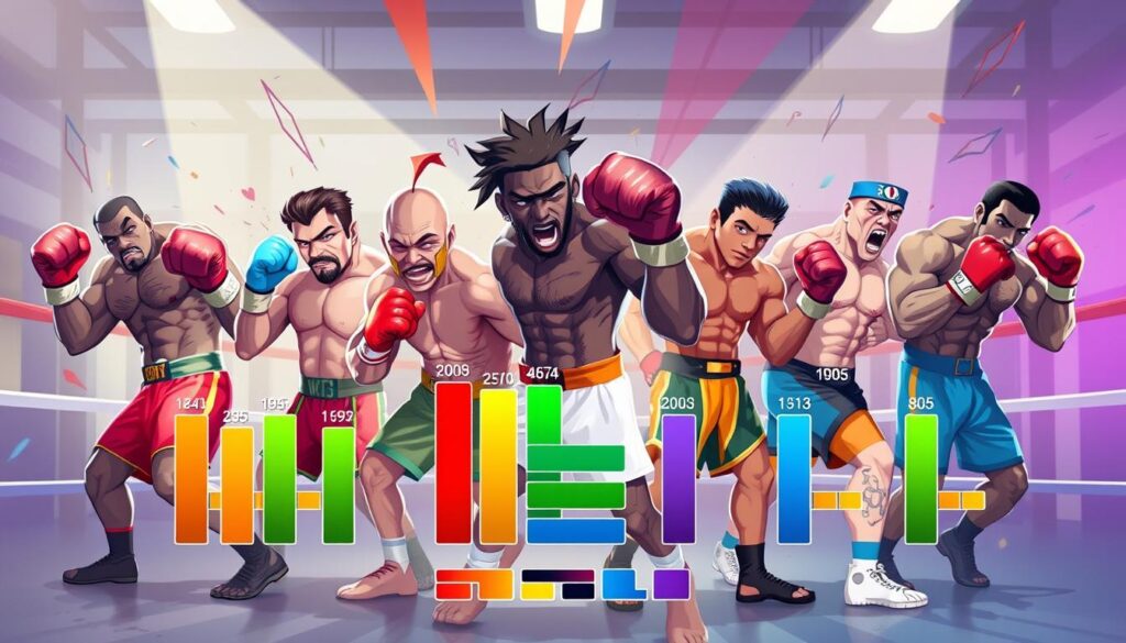 Estatísticas de personagens no Boxing Simulator